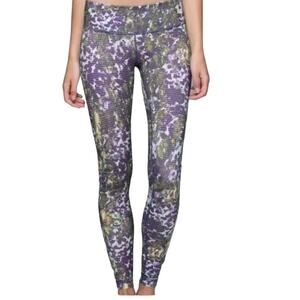 Lululemon Wunder Under High Rise Activewear Leggings Purple Green Floral‎ Dots 4